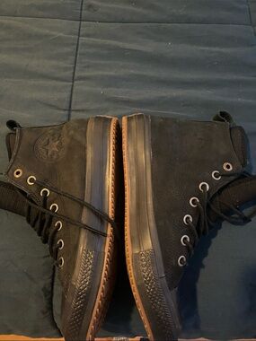 Converse Black High-Top Leather-Trim Boots